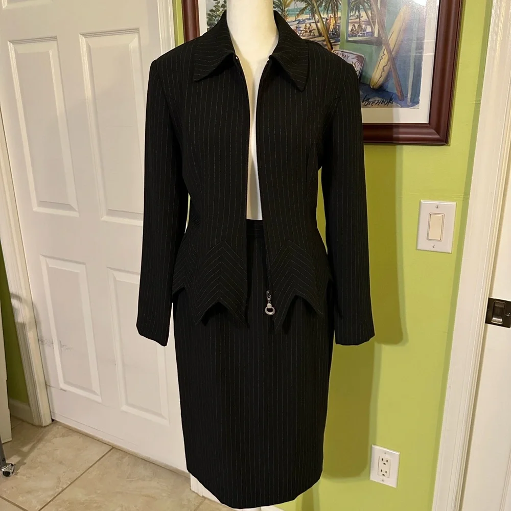 Vintage Joseph Ribkoff Pin Stripe Skirt and Matching Jacket - Picture 6 of 14